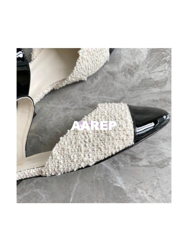 Replica Chanel Ballerina Tweed & Patent Calfskin G38441 Ivory & Black 6