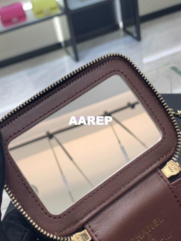 Replica Chanel New 23K Classic Chain Mini Vanity in Grained Calfskin Mirror AP1340 Black 11