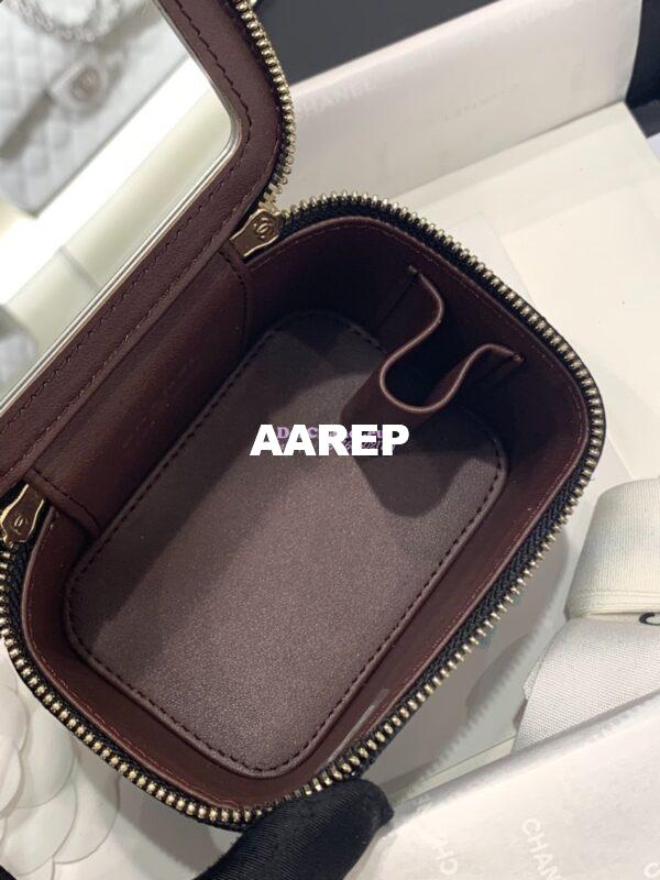 Replica Chanel New 23K Classic Chain Mini Vanity in Grained Calfskin Mirror AP1340 Black 12
