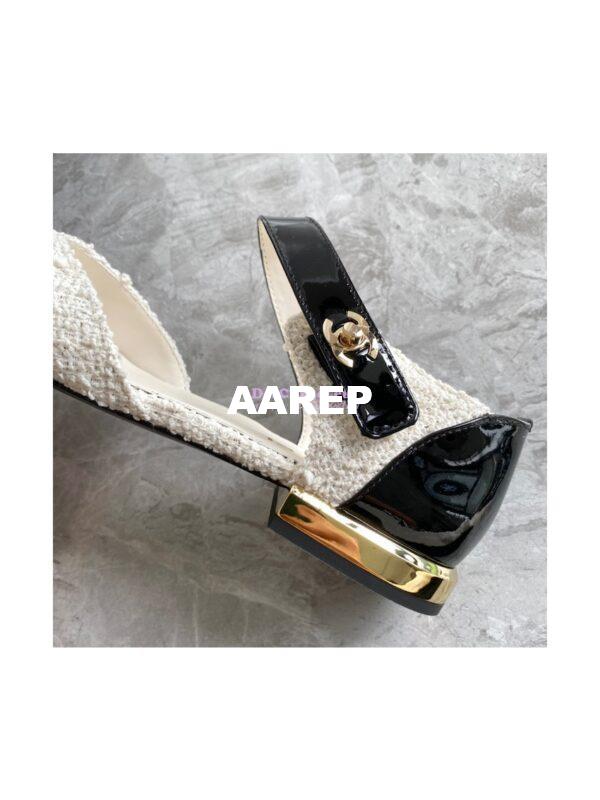 Replica Chanel Ballerina Tweed & Patent Calfskin G38441 Ivory & Black 8