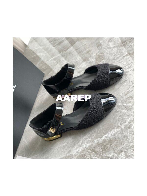 Replica Chanel Ballerina Tweed & Patent Calfskin G38441 Black 4