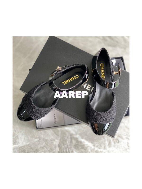 Replica Chanel Ballerina Tweed & Patent Calfskin G38441 Black 5
