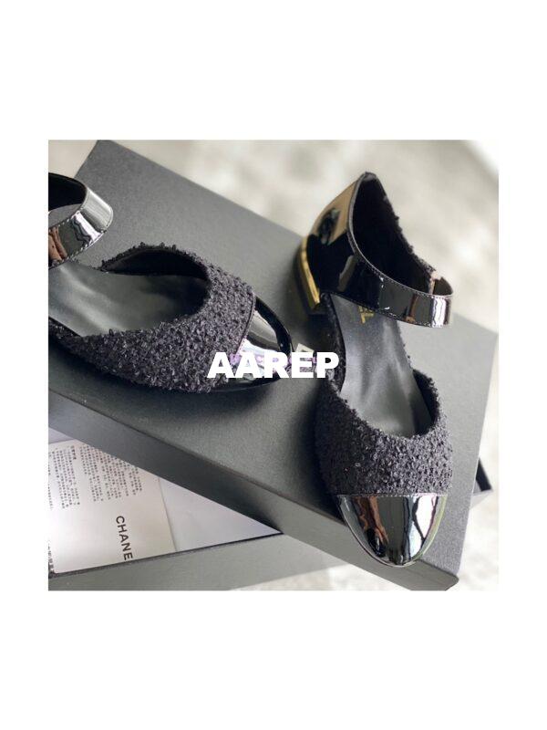 Replica Chanel Ballerina Tweed & Patent Calfskin G38441 Black 7