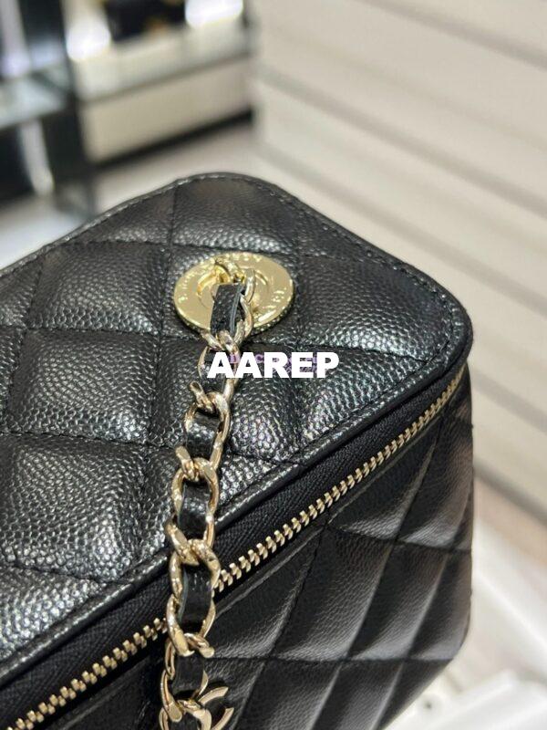 Replica Chanel 23K Small Vanity With Classic Chain in Grained Calfskin with Mirror AP1341 Black 9