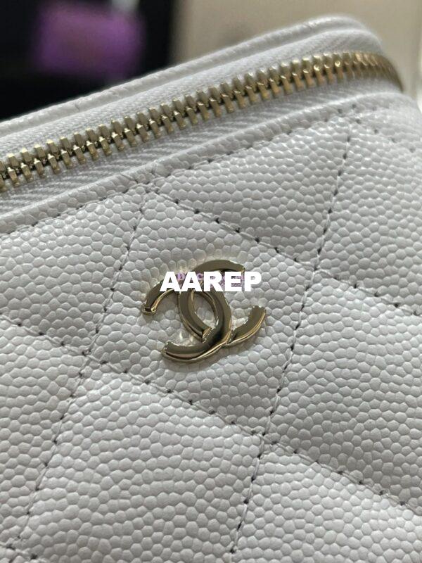Replica Chanel New 23K Classic Chain Mini Vanity in Grained Calfskin Mirror AP1340 White 6