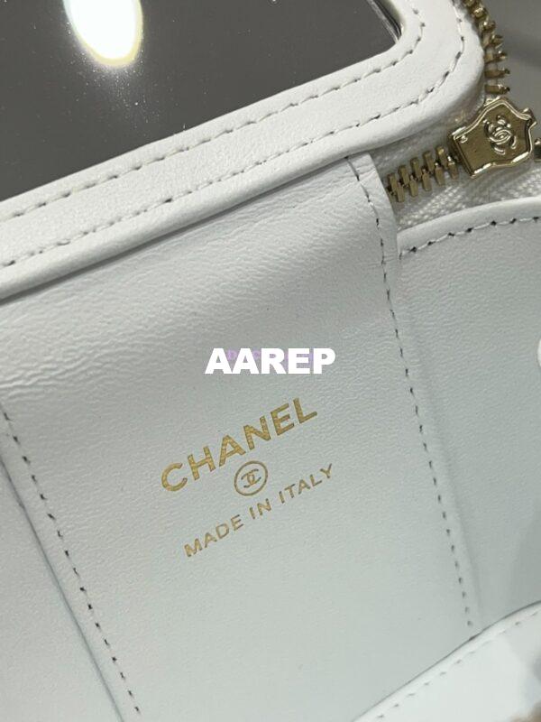 Replica Chanel New 23K Classic Chain Mini Vanity in Grained Calfskin Mirror AP1340 White 13