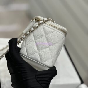 Replica Chanel 23K Small Vanity With Classic Chain in Grained Calfskin with Mirror AP1341 White 2