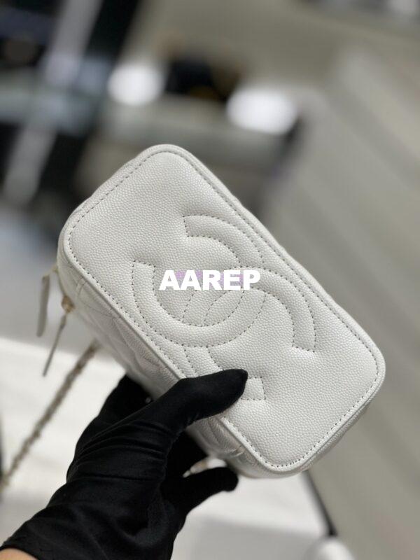 Replica Chanel 23K Small Vanity With Classic Chain in Grained Calfskin with Mirror AP1341 White 5