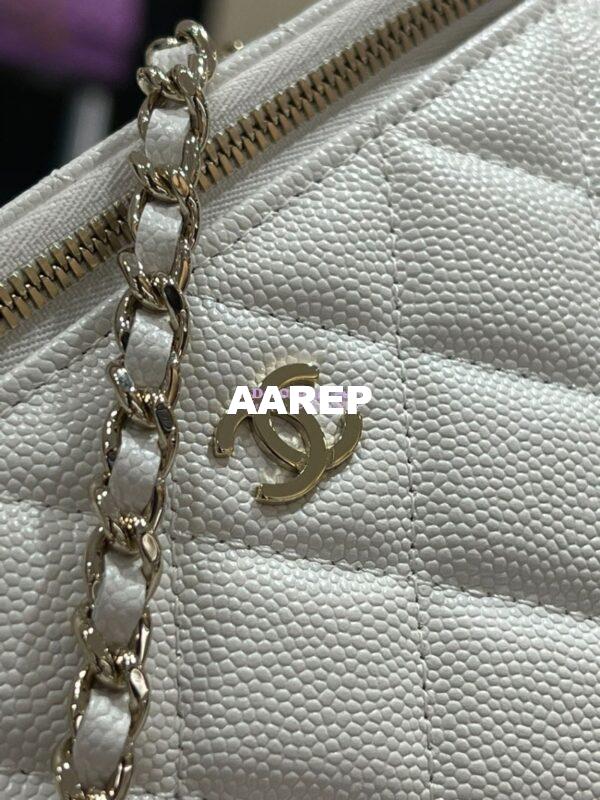 Replica Chanel 23K Small Vanity With Classic Chain in Grained Calfskin with Mirror AP1341 White 7