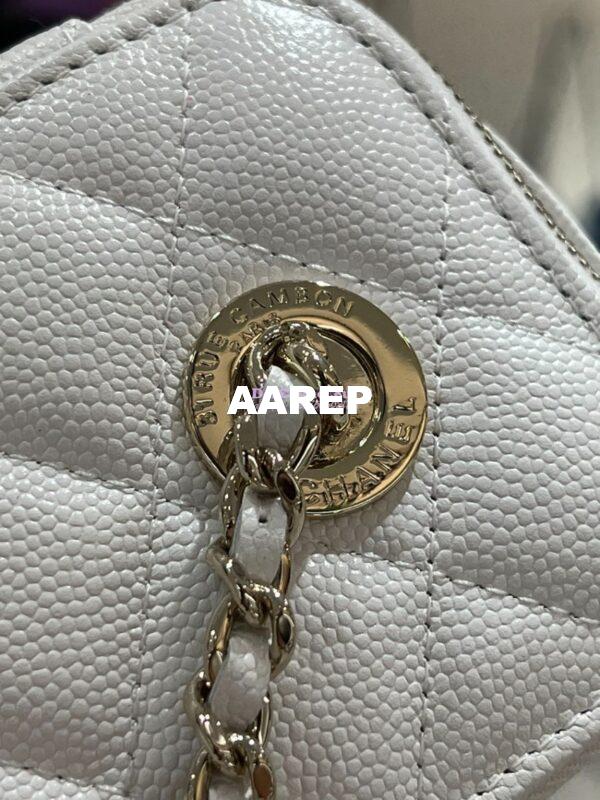 Replica Chanel 23K Small Vanity With Classic Chain in Grained Calfskin with Mirror AP1341 White 11