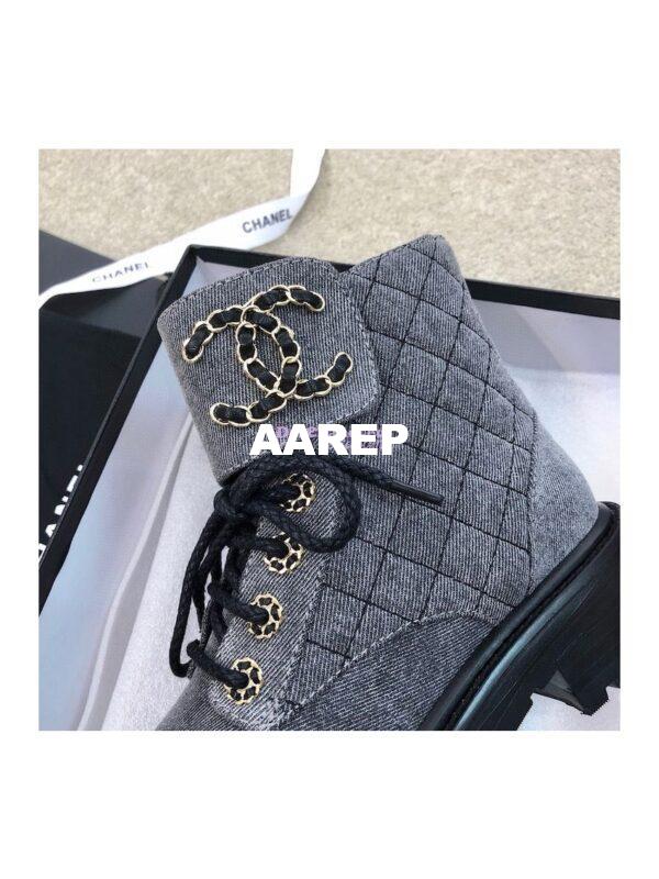 Replica Chanel Lace-Ups Velvet & Calfskin G36424 Grey 7