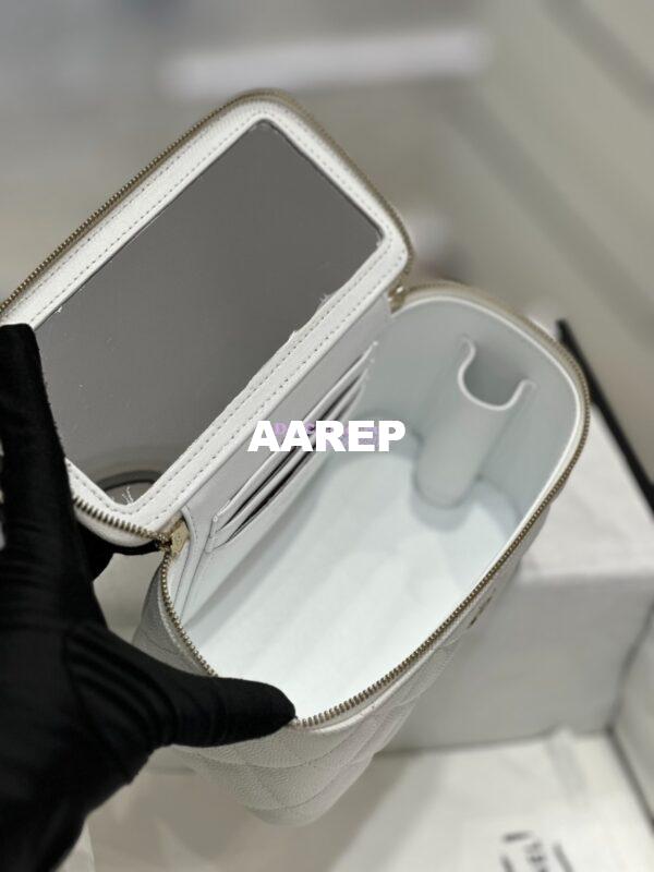 Replica Chanel 23K Small Vanity With Classic Chain in Grained Calfskin with Mirror AP1341 White 14