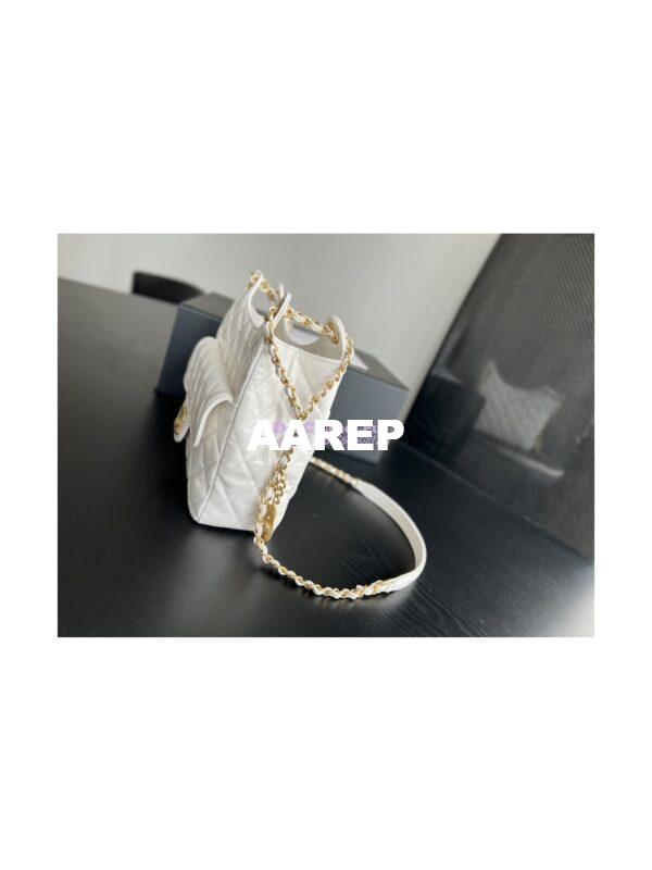 Replica Chanel Hobo Bag Shiny Crumpled Calfskin AS3690 White 3