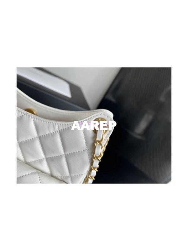 Replica Chanel Hobo Bag Shiny Crumpled Calfskin AS3690 White 5