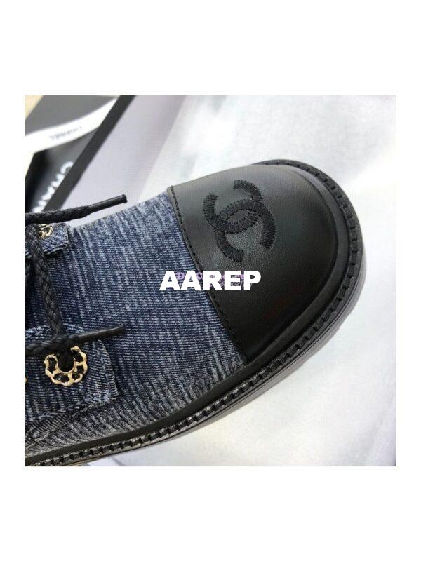 Replica Chanel Lace-Ups Velvet & Calfskin G36424 Blue 8
