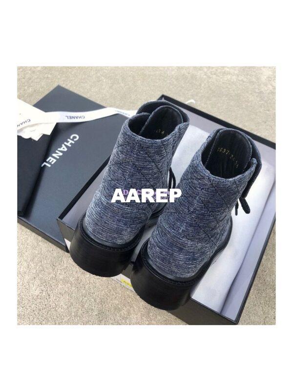 Replica Chanel Lace-Ups Velvet & Calfskin G36424 Blue 9