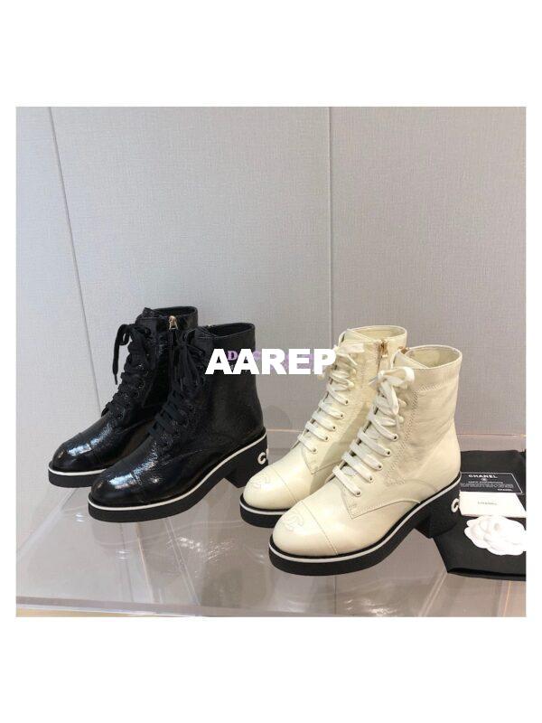 Replica Chanel Lace-Ups Shiny Crumpled Lambskin G36435 Ivory 3