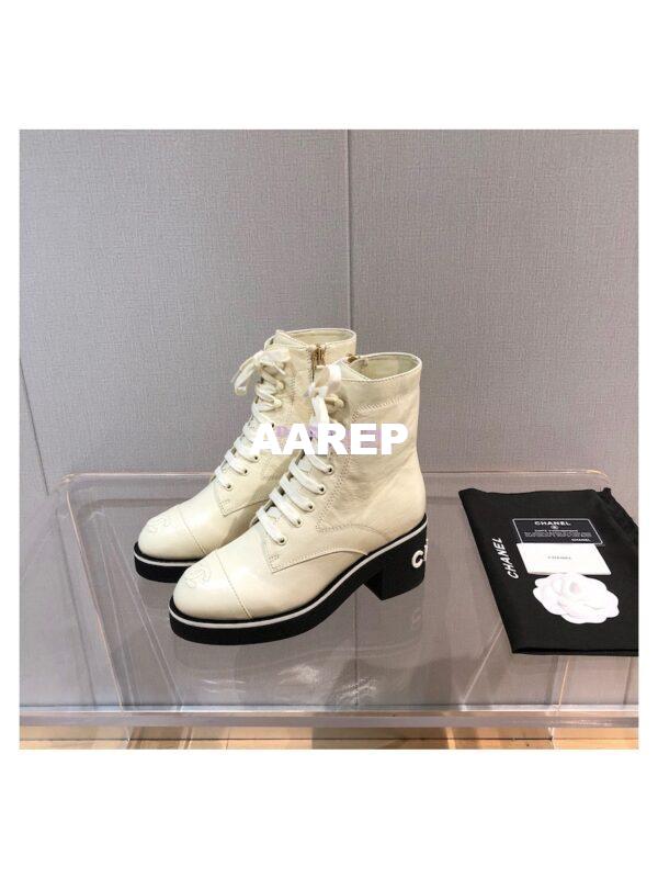 Replica Chanel Lace-Ups Shiny Crumpled Lambskin G36435 Ivory 6