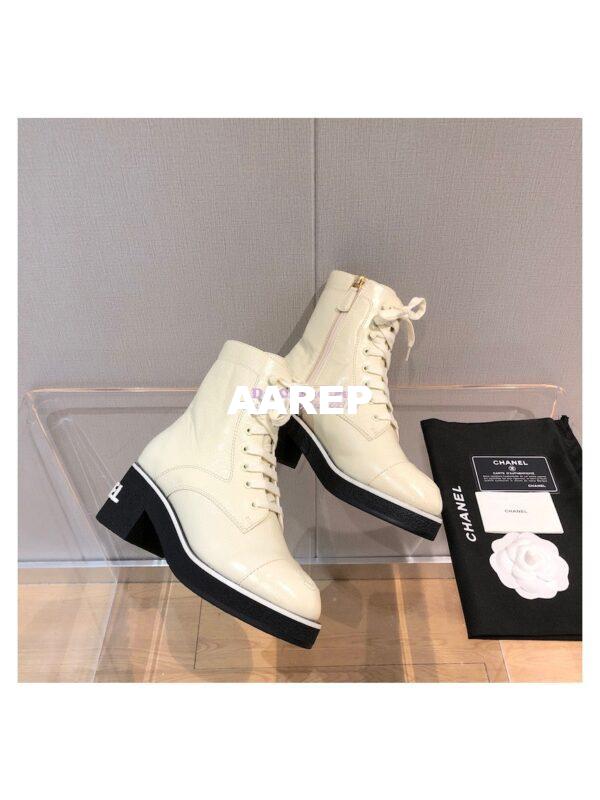 Replica Chanel Lace-Ups Shiny Crumpled Lambskin G36435 Ivory 8