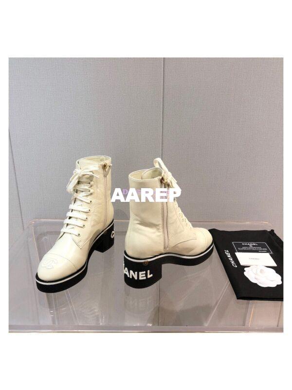 Replica Chanel Lace-Ups Shiny Crumpled Lambskin G36435 Ivory 10