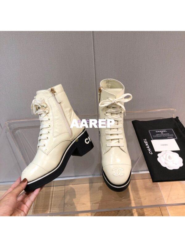 Replica Chanel Lace-Ups Shiny Crumpled Lambskin G36435 Ivory 11