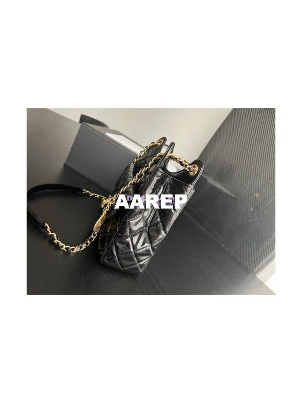 Replica Chanel Hobo Bag Shiny Crumpled Calfskin AS3690 Black 3