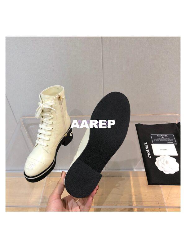 Replica Chanel Lace-Ups Shiny Crumpled Lambskin G36435 Ivory 12