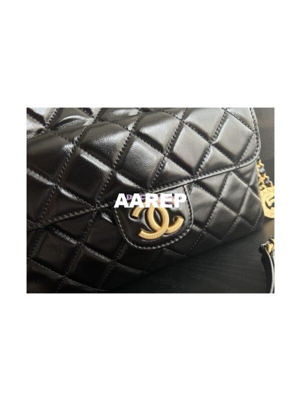 Replica Chanel Hobo Bag Shiny Crumpled Calfskin AS3690 Black 4