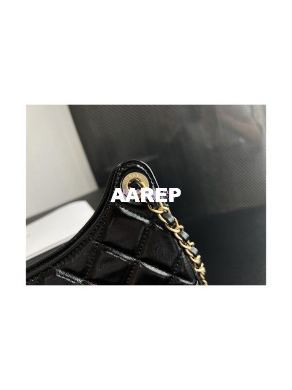 Replica Chanel Hobo Bag Shiny Crumpled Calfskin AS3690 Black 6