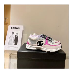 Replica Chanel Trainers Fabric & Suede Calfskin G38299 Grey & Pink