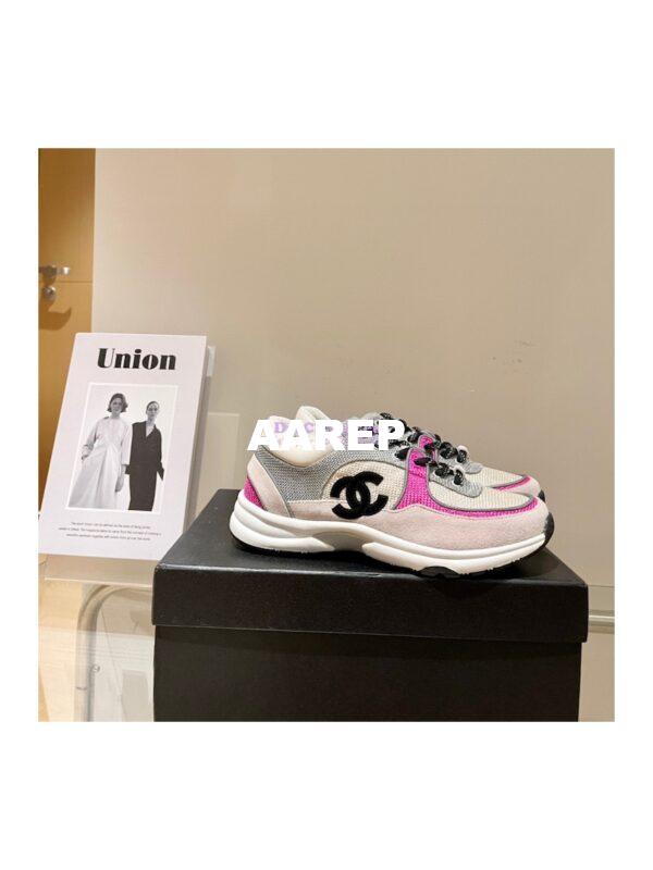 Replica Chanel Trainers Fabric & Suede Calfskin G38299 Grey & Pink