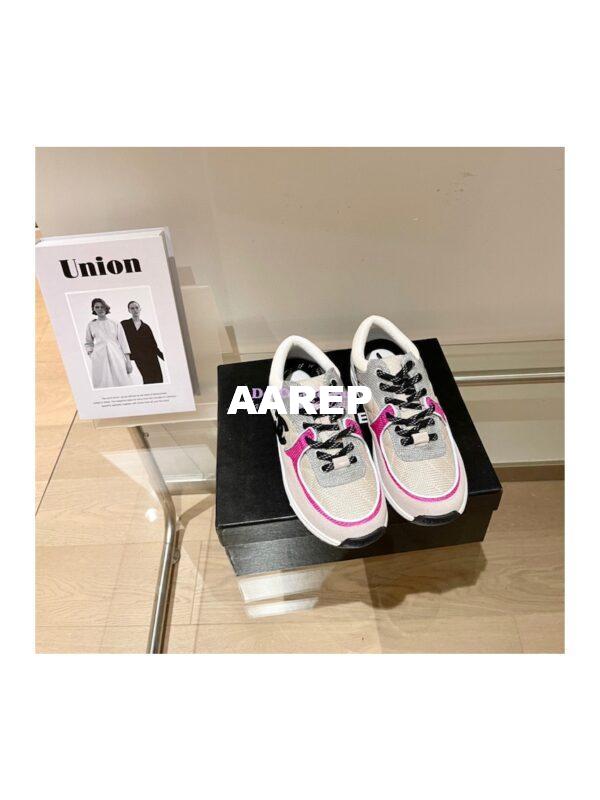 Replica Chanel Trainers Fabric & Suede Calfskin G38299 Grey & Pink 2