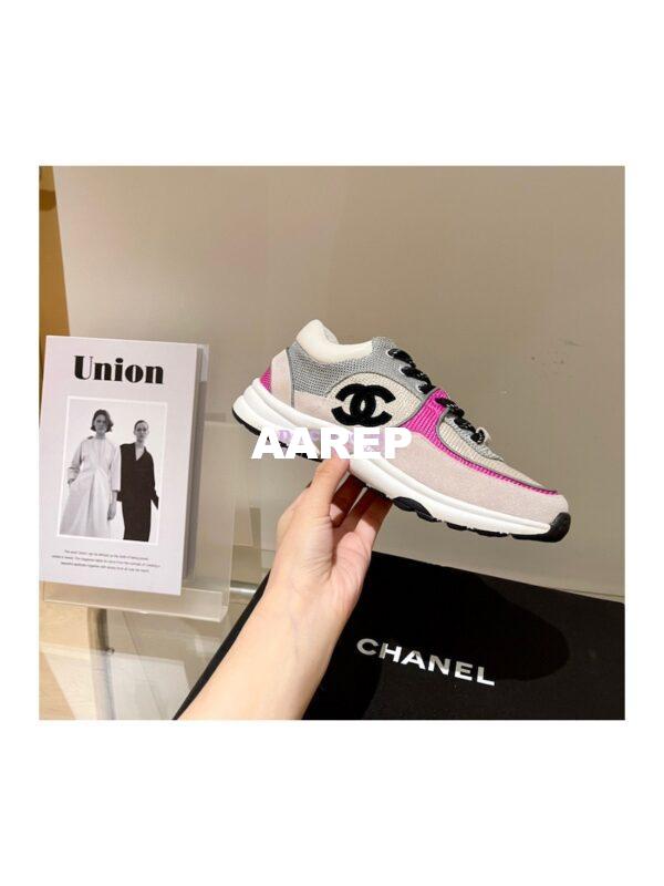 Replica Chanel Trainers Fabric & Suede Calfskin G38299 Grey & Pink 3