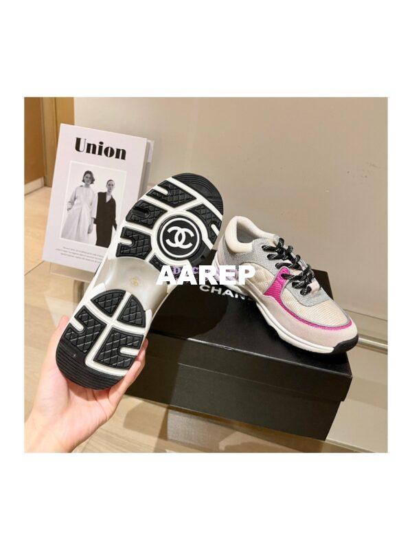 Replica Chanel Trainers Fabric & Suede Calfskin G38299 Grey & Pink 9