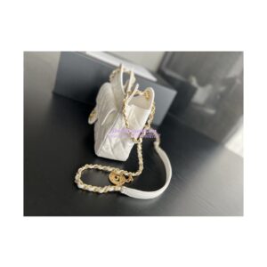 Replica Chanel Small Hobo Bag Shiny Crumpled Calfskin AS3710 White 2