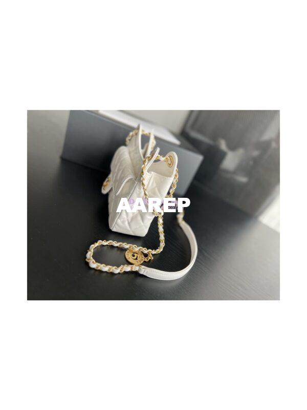 Replica Chanel Small Hobo Bag Shiny Crumpled Calfskin AS3710 White 4