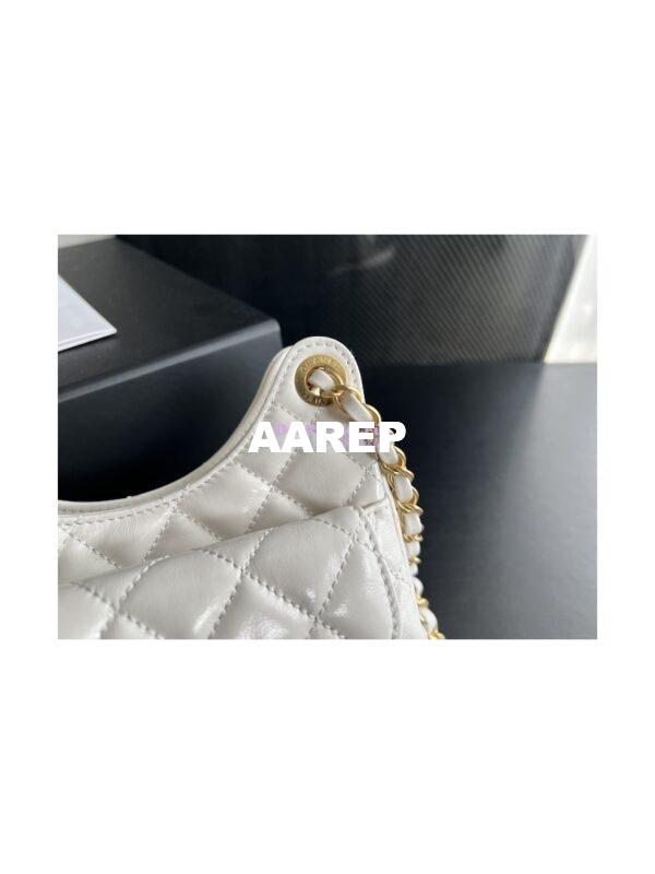 Replica Chanel Small Hobo Bag Shiny Crumpled Calfskin AS3710 White 7
