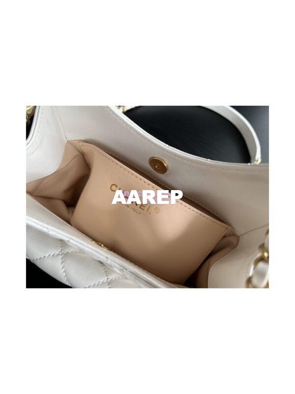 Replica Chanel Small Hobo Bag Shiny Crumpled Calfskin AS3710 White 9