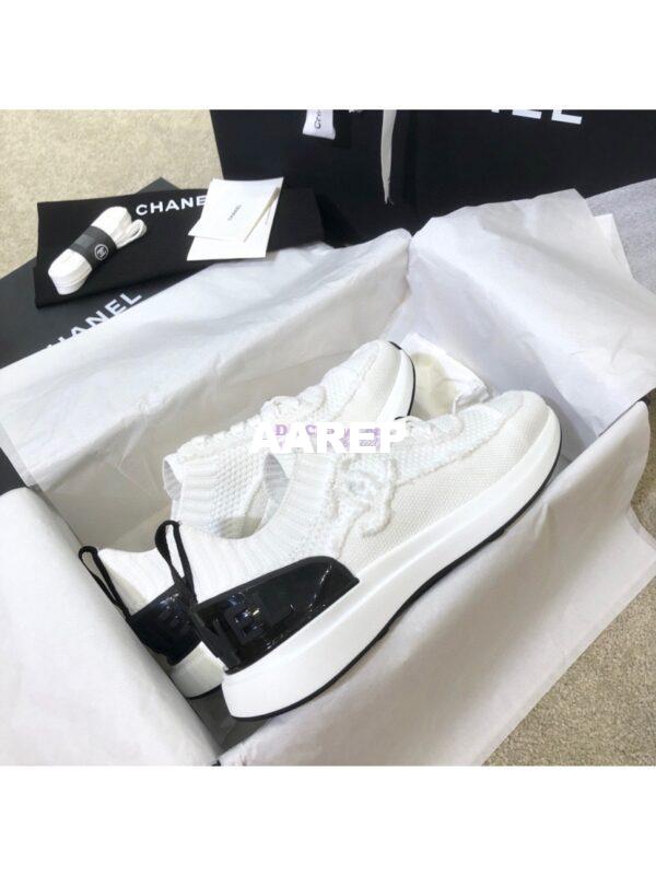 Replica Chanel Trainers in Knitwear G38332 White 3
