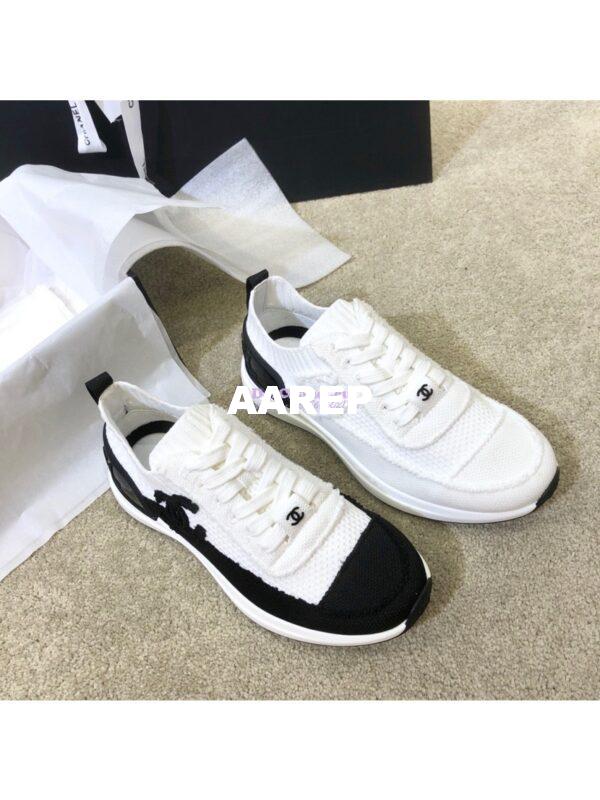 Replica Chanel Trainers in Knitwear G38332 White & Black