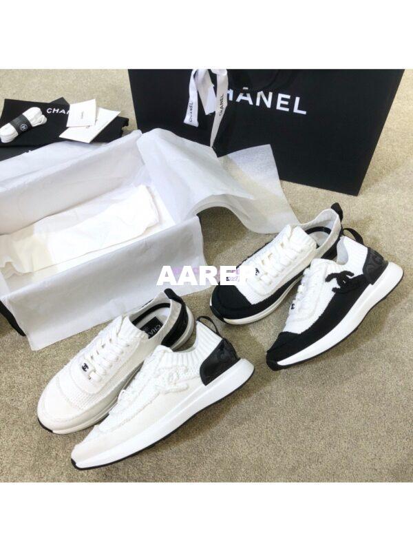 Replica Chanel Trainers in Knitwear G38332 White & Black 2