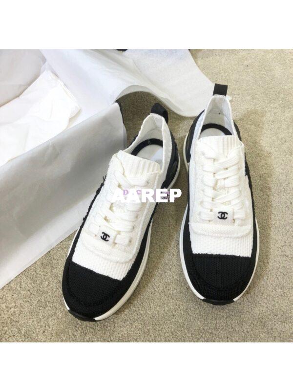 Replica Chanel Trainers in Knitwear G38332 White & Black 3