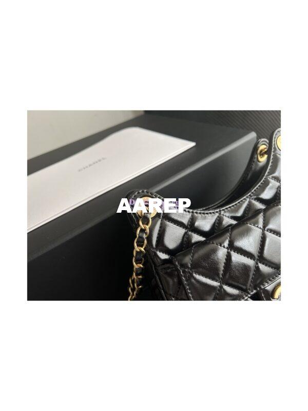 Replica Chanel Small Hobo Bag Shiny Crumpled Calfskin AS3710 Black 6