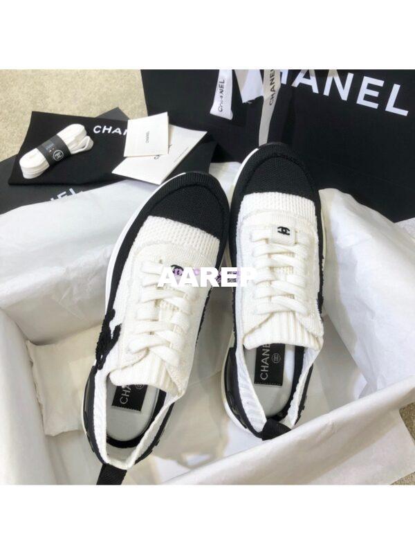 Replica Chanel Trainers in Knitwear G38332 White & Black 4