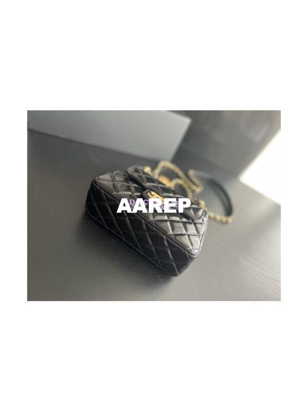 Replica Chanel Small Hobo Bag Shiny Crumpled Calfskin AS3710 Black 8