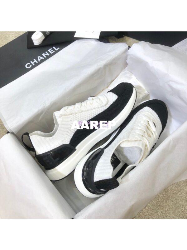 Replica Chanel Trainers in Knitwear G38332 White & Black 6