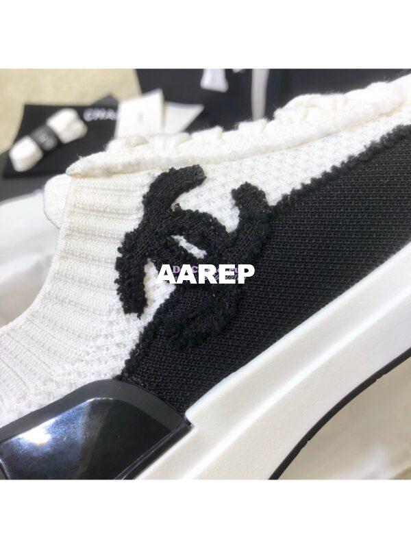Replica Chanel Trainers in Knitwear G38332 White & Black 9