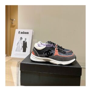Replica Chanel Trainers Fabric & Suede Calfskin G38299 Black Blue