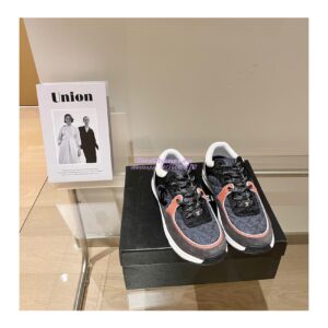 Replica Chanel Trainers Fabric & Suede Calfskin G38299 Black Blue 2
