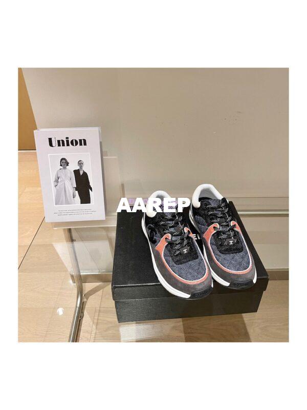 Replica Chanel Trainers Fabric & Suede Calfskin G38299 Black Blue 2
